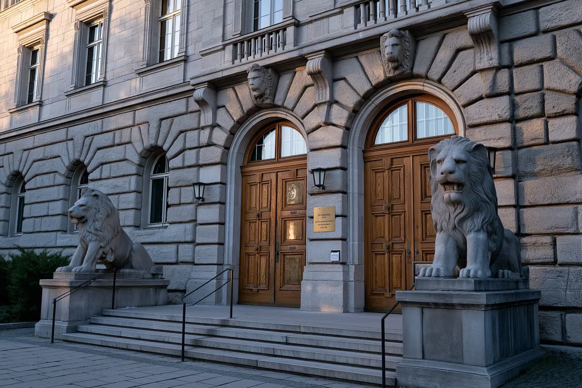 La facciata in pietra di un tribunale bavarese, dove i giudici si sono pronunciati sulla causa collettiva contro Amazon.