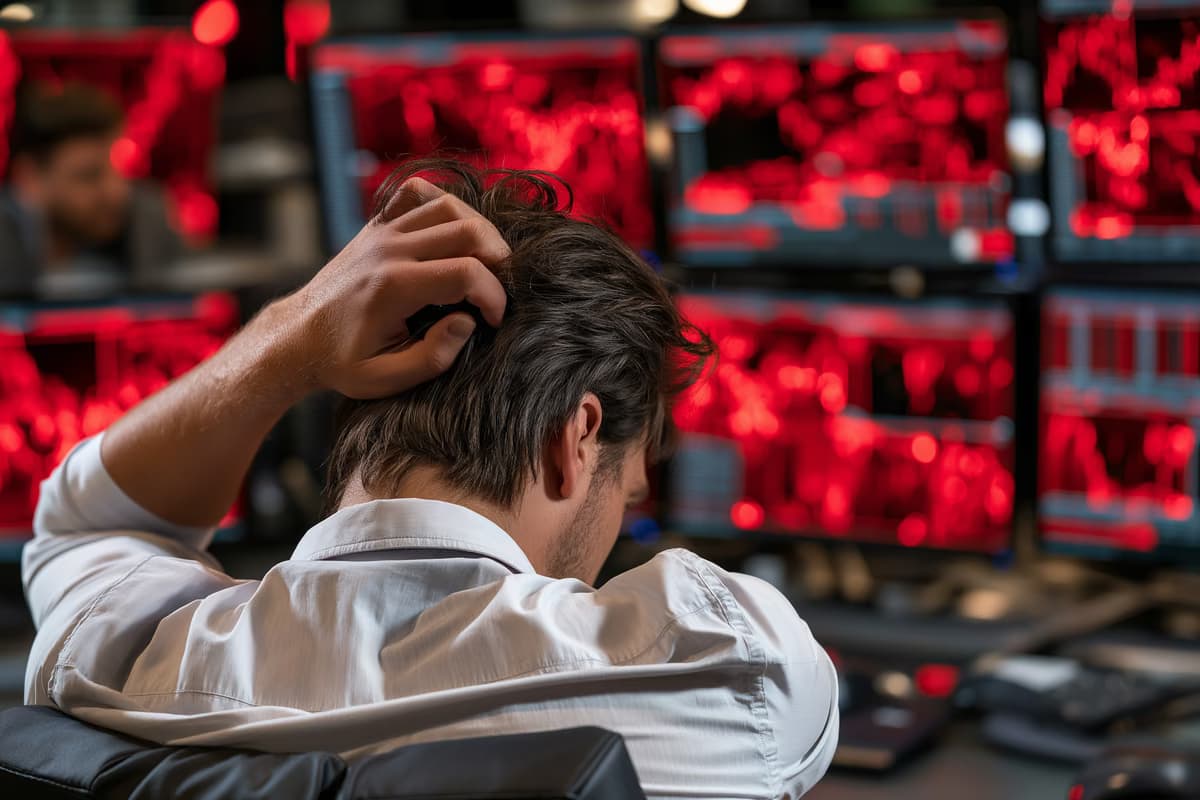 Un investitore privato in Germania esamina un piano di risparmio basato su ETF sul suo computer portatile, mentre i grafici di mercato mostrano prezzi in calo.