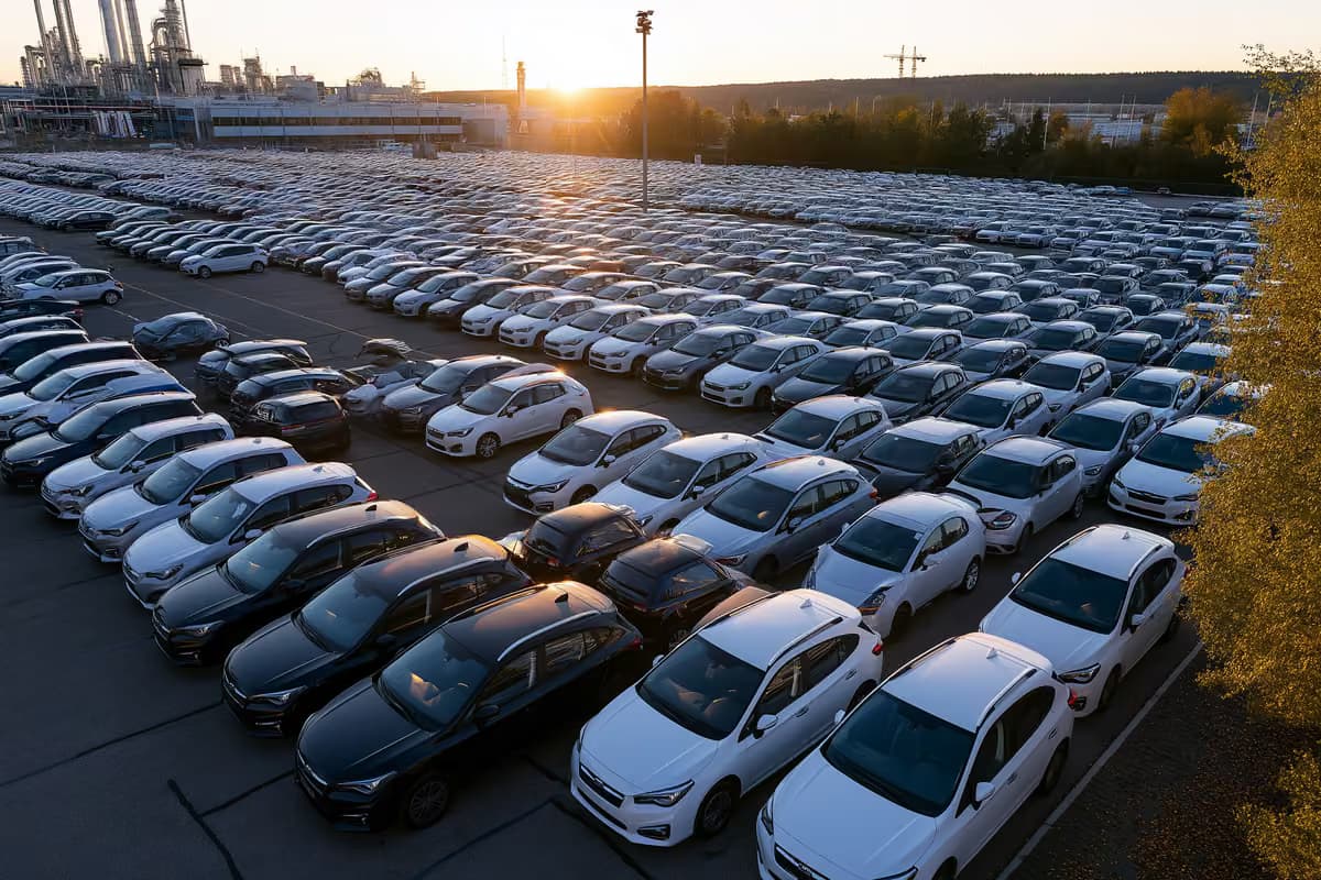 Automobili su una linea di produzione Volkswagen all'interno di uno stabilimento di assemblaggio tedesco.